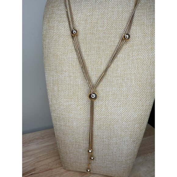Alfani Gold-Tone Multi-Strand Ball Station Lariat Necklace - Picture 4 of 11